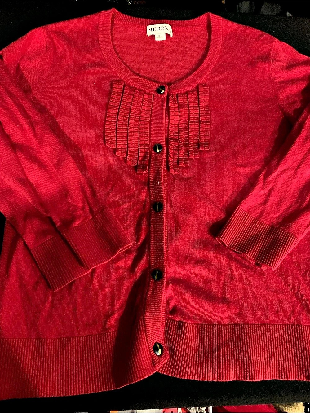 Merona Red Button-Front Cardigan Size XL